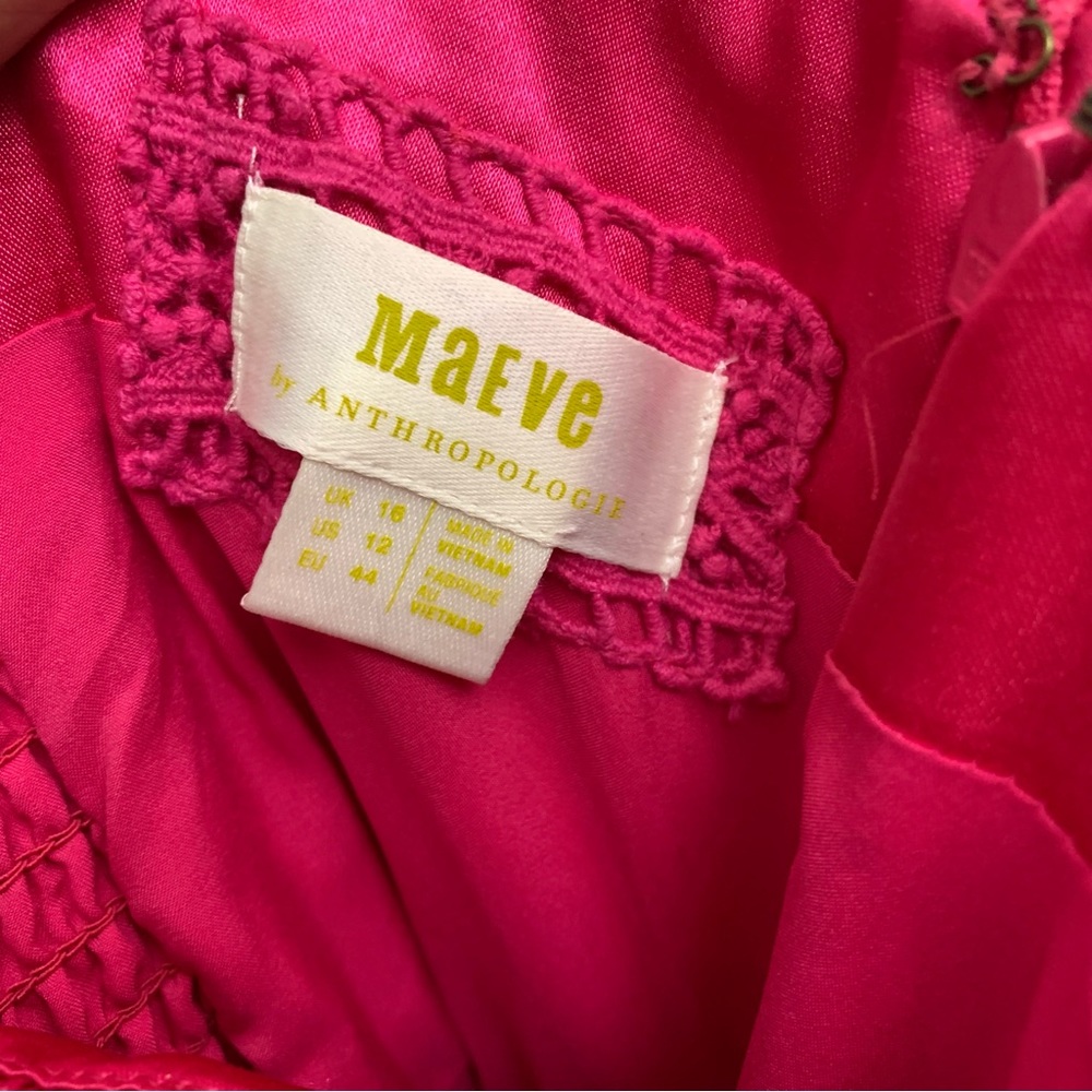Anthropologie Maeve Hot Pink Satin Mini Dress With Bow NWT - Picture 14 of 15